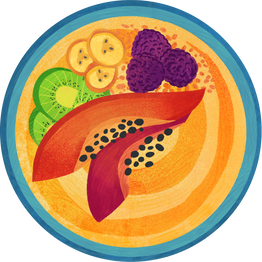 Hand Drawn Healthy Papaya Smoothie Bowl