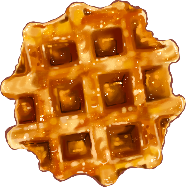Waffle with honey hand drawn
